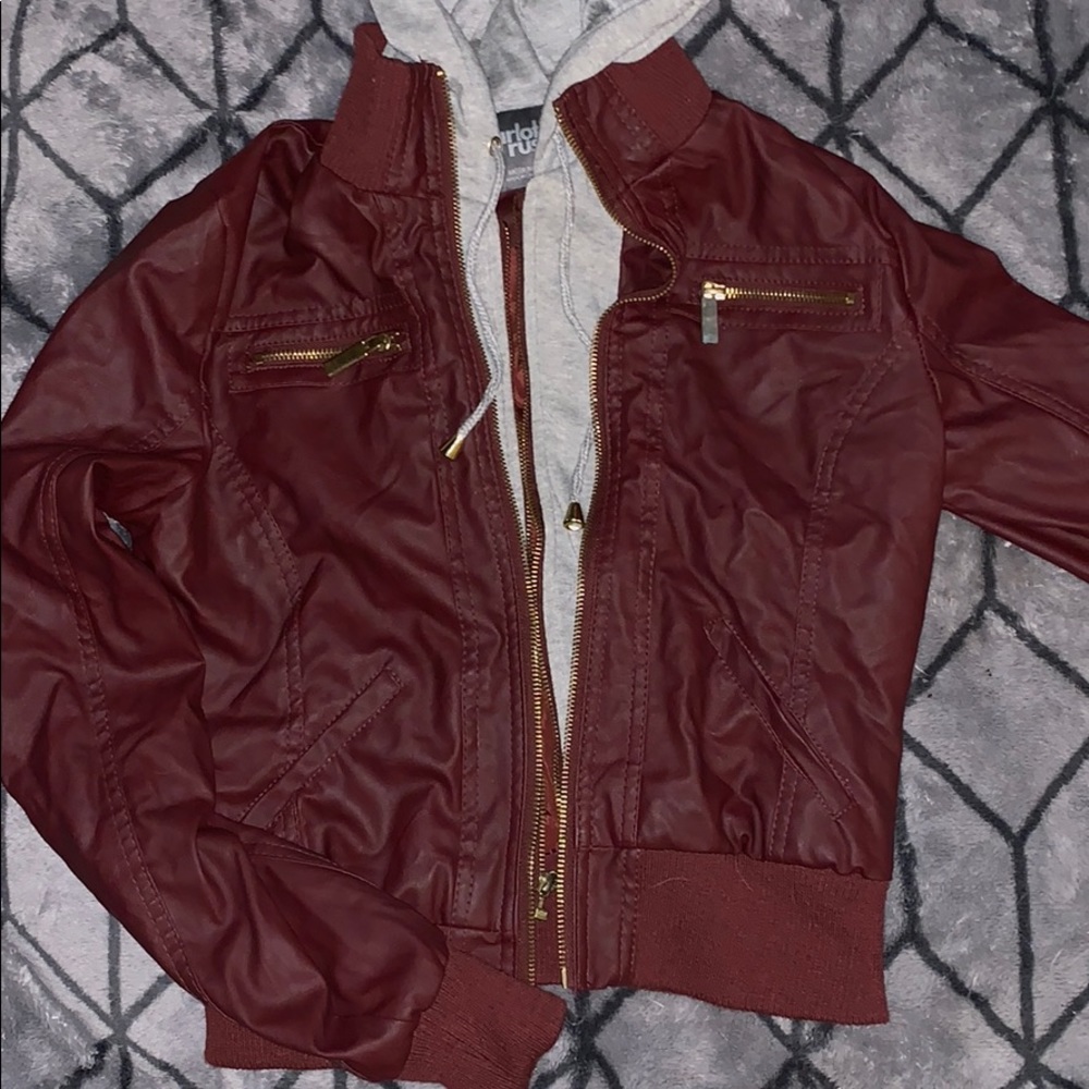 Maroon pleather jackets